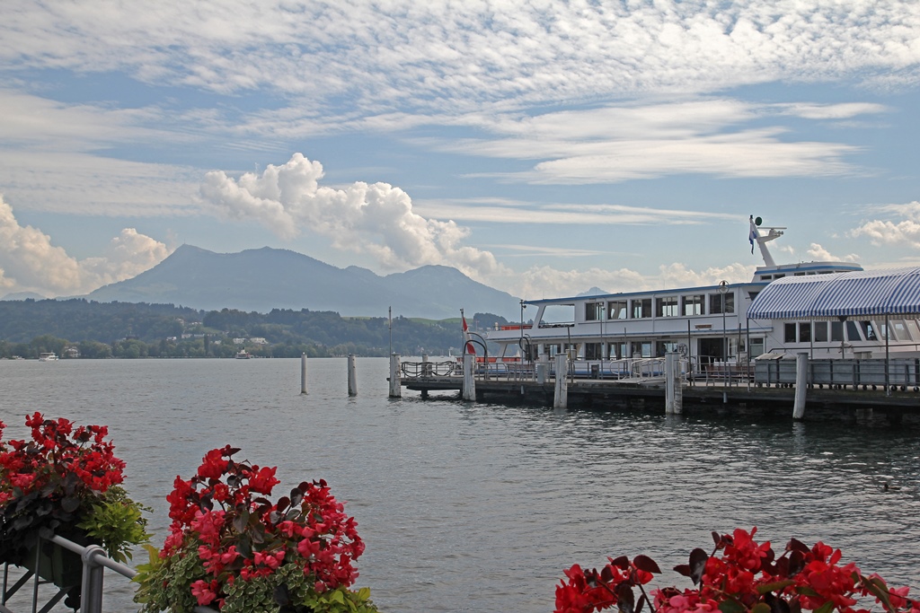 Mountains and Boat from Waterfront