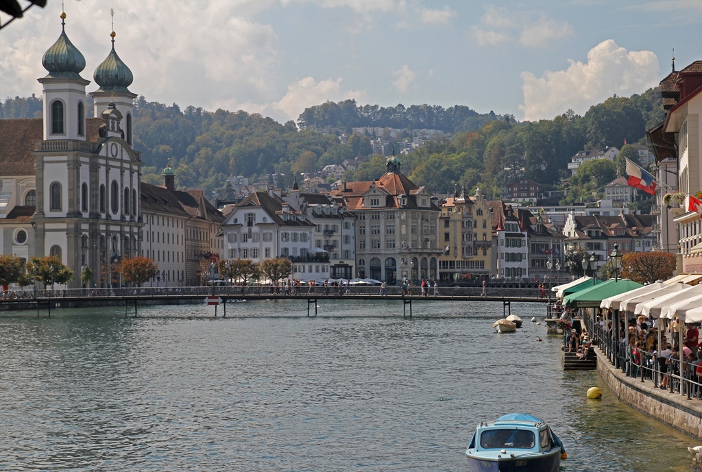 Jesuitenkirche and Footbridge from Kapellbrücke