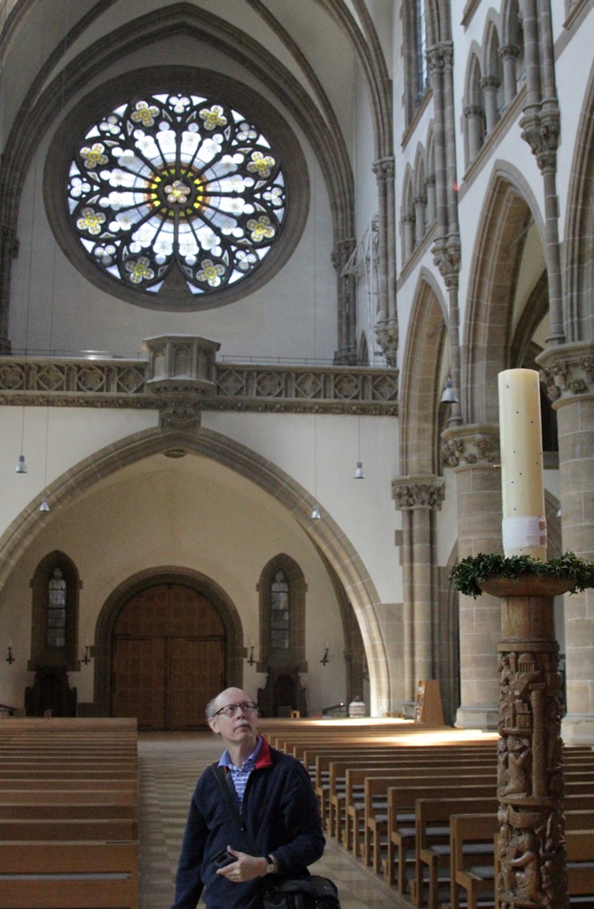 Bob with Rose Window and 2017 Easter Candle