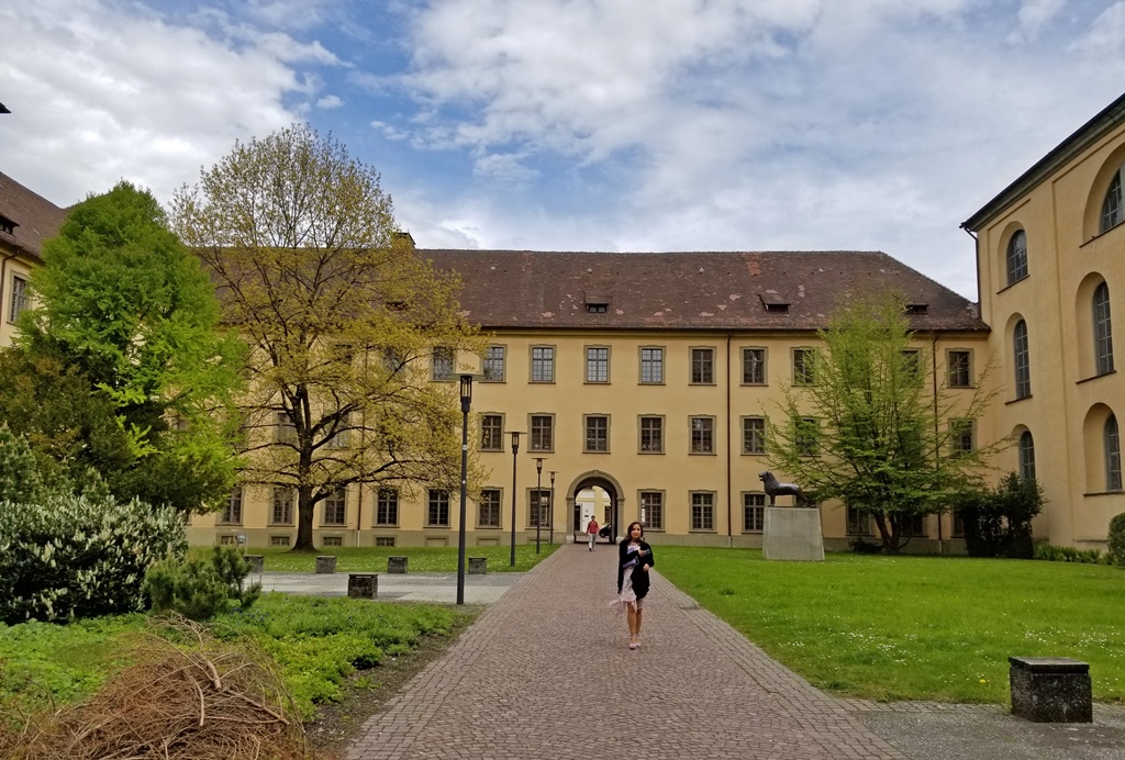 Connie in Abbey Courtyard