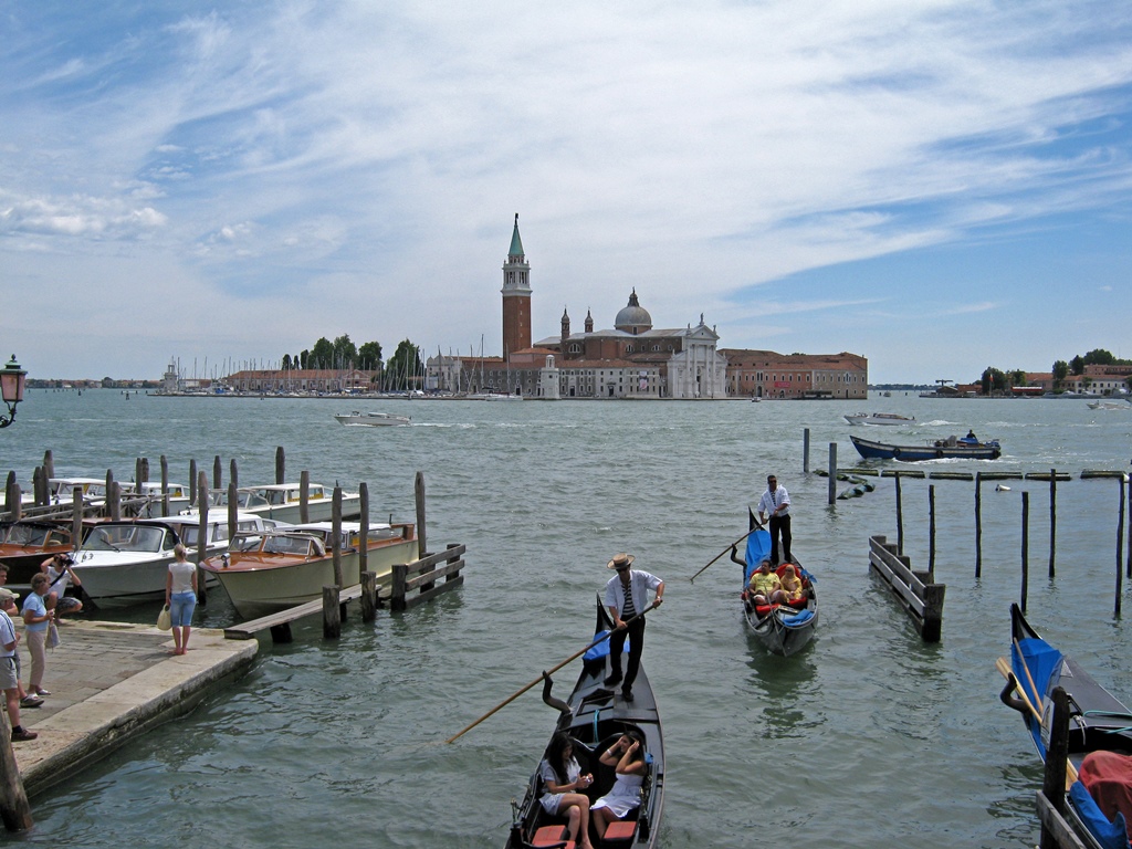 Gondolas Entering Canal