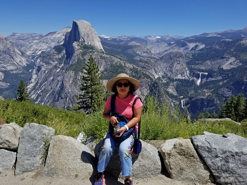 Nella with Half Dome, Nevada and Vernal Falls