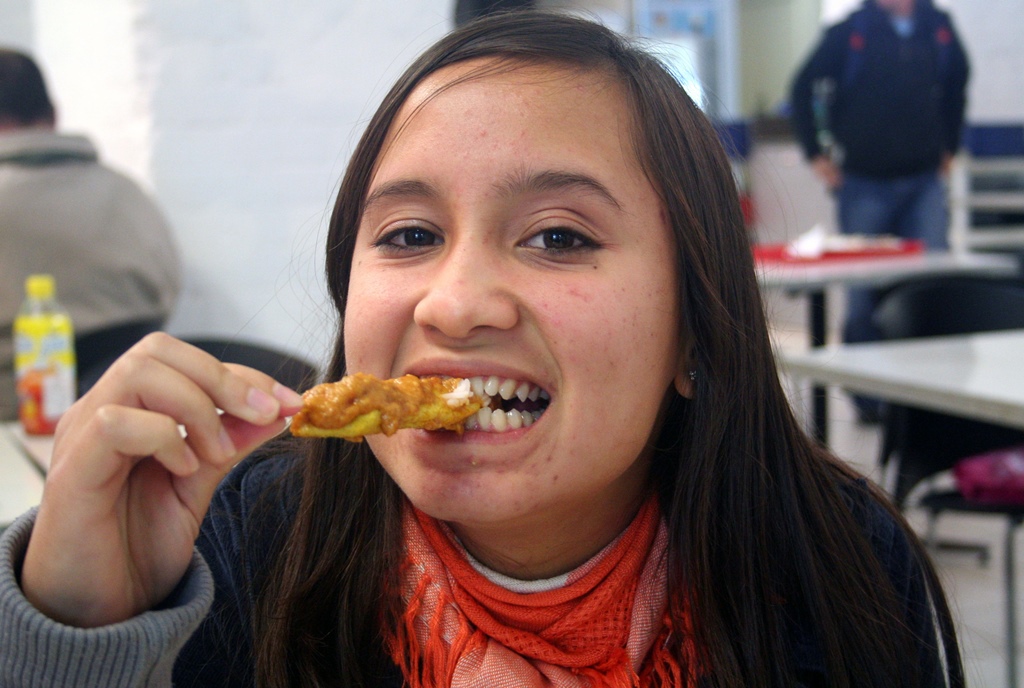 Connie Eating Satay Chicken