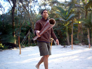 Musician Displaying Didgeridoo