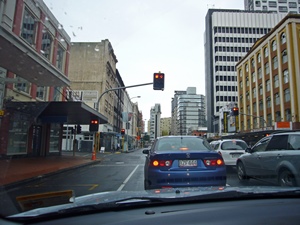 Driving in Downtown Auckland