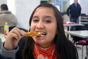 Connie Eating Satay Chicken