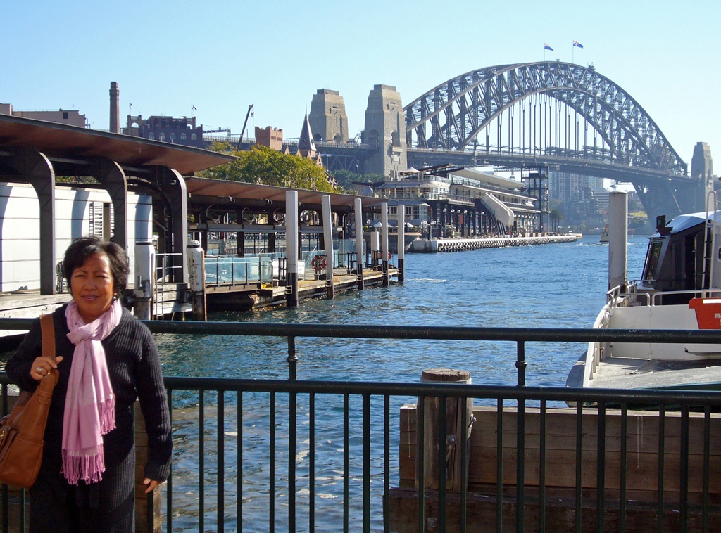 Nella and Harbour Bridge from Circular Quay