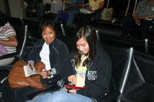 Nella and Connie Waiting at Airport