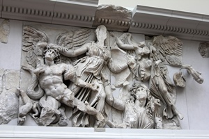 Athena and Nike vs. Alkyoneus, with Gaia Rising