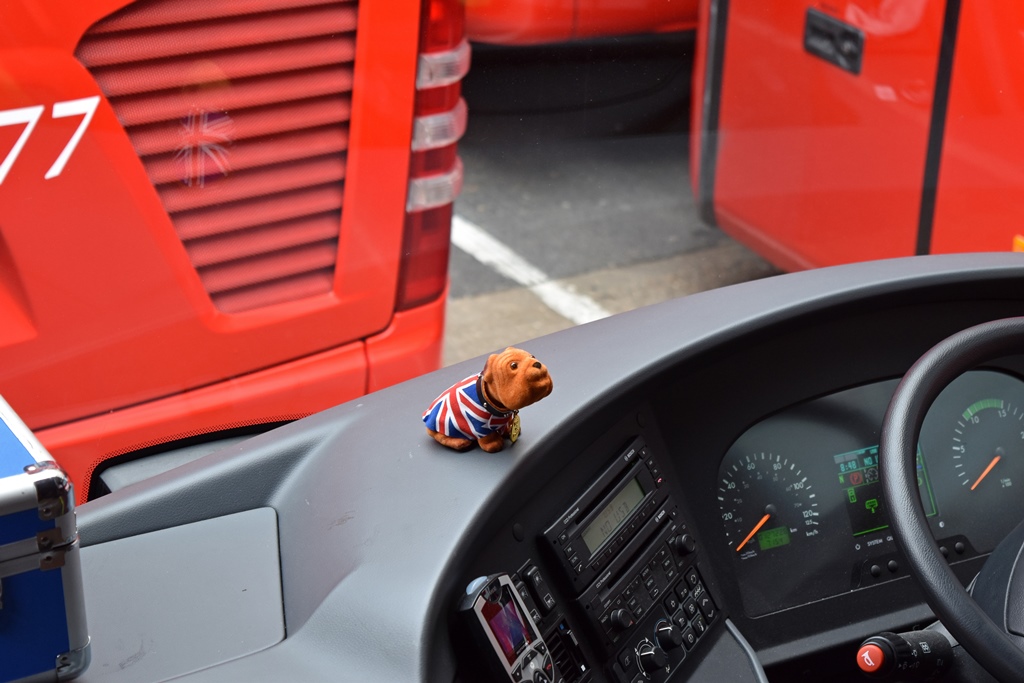 Guardian Angel on Tour Bus Dashboard